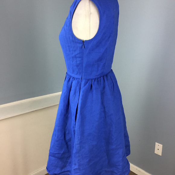 J Crew Regal Cobalt Blue Linen Dress XS 2 - Picture 4 of 6